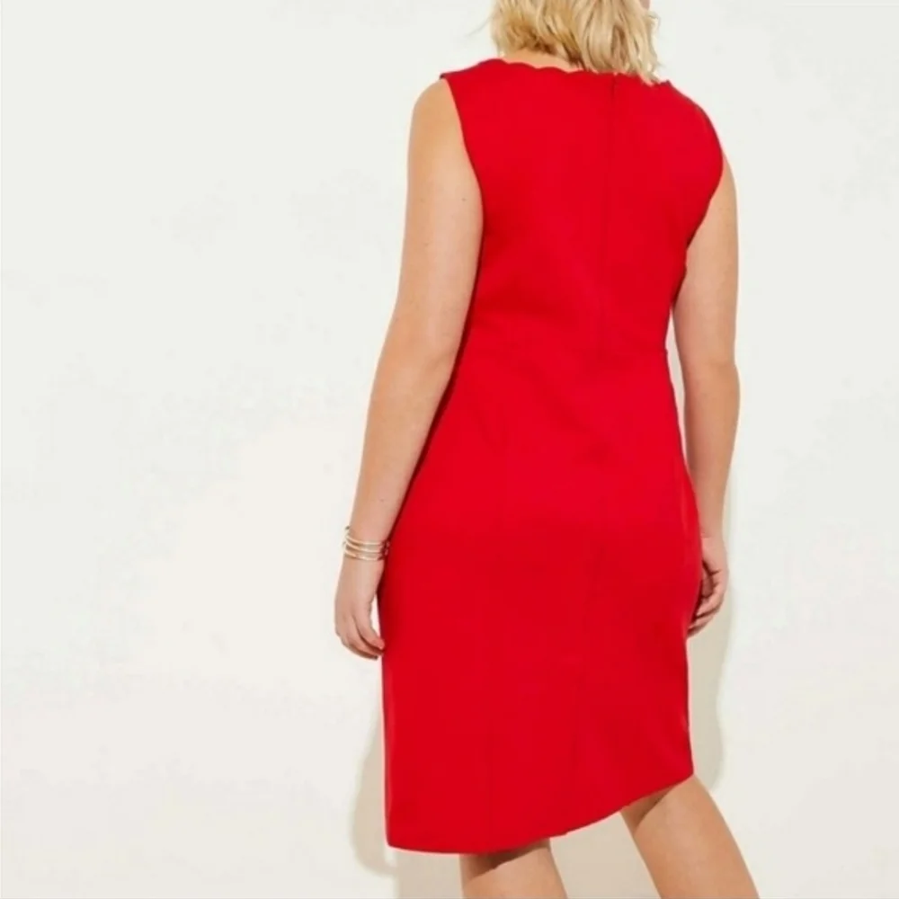 LOFT Plus Red Scalloped Neck Dress 22 | NWT - Picture 3 of 8